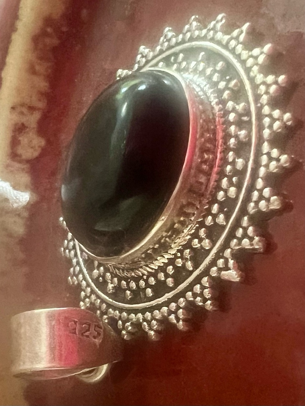 Native American Sterling Silver Black Onyx Pendant Stamped 925